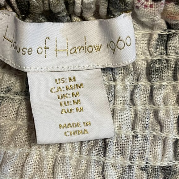 House of Harlow 1960 Linen Blend Tiered Bow Tie Shoulder Long Maxi Dress - Picture 6 of 8